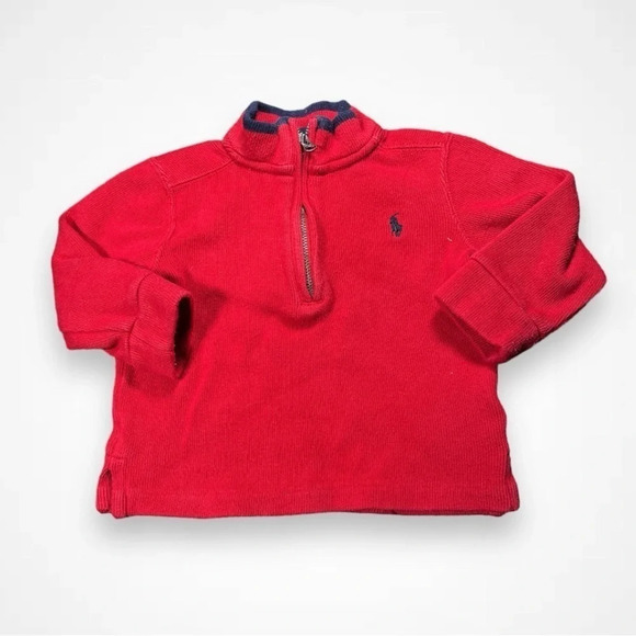 Polo Ralph  Lauren Red Half Zip Sweater - Picture 1 of 4